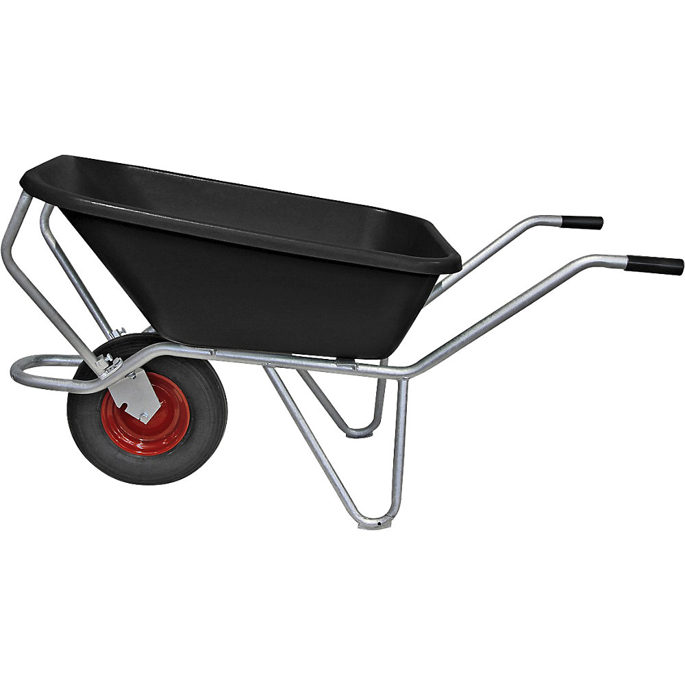 Kruiwagen met verzinkt onderstel, luchtband, 120 l, zwart