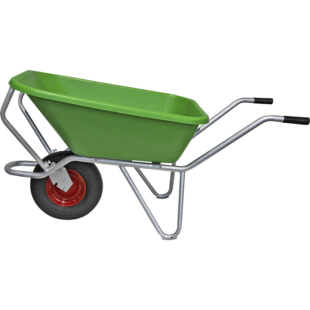 Kruiwagen met verzinkt onderstel, luchtband, 120 l, groen