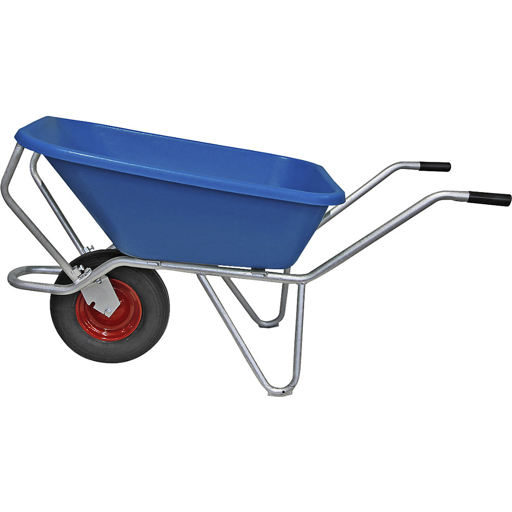 Kruiwagen met verzinkt onderstel, luchtband, 120 l, blauw