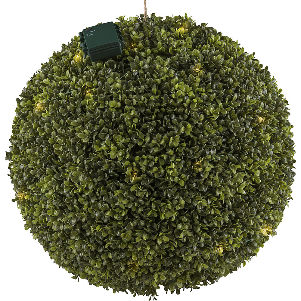Buxusbol, batterijdoos voor 3 AA, 6u timer, UV-bestendig, Ø 450 mm, 45 LED
