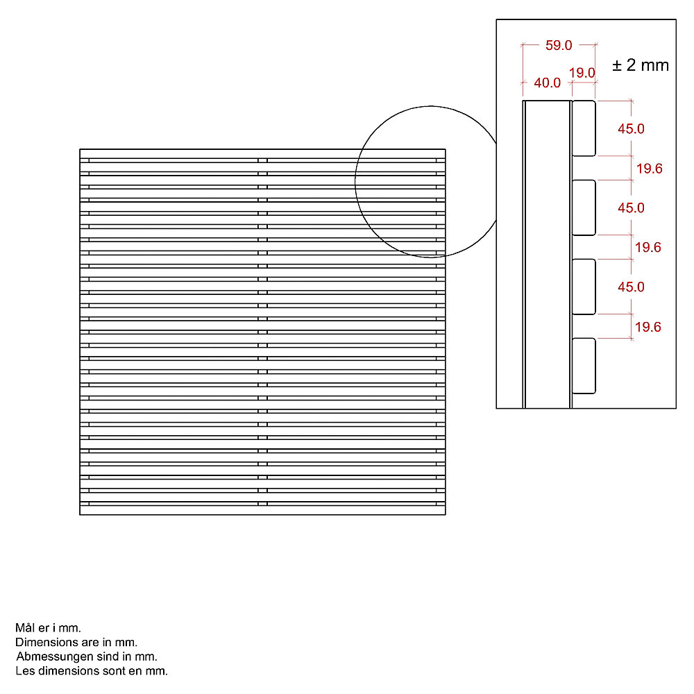 kaiserkraft Tokyo Zaun, Holz, BxH 1800 x 1800 mm, ThermoWood® 2