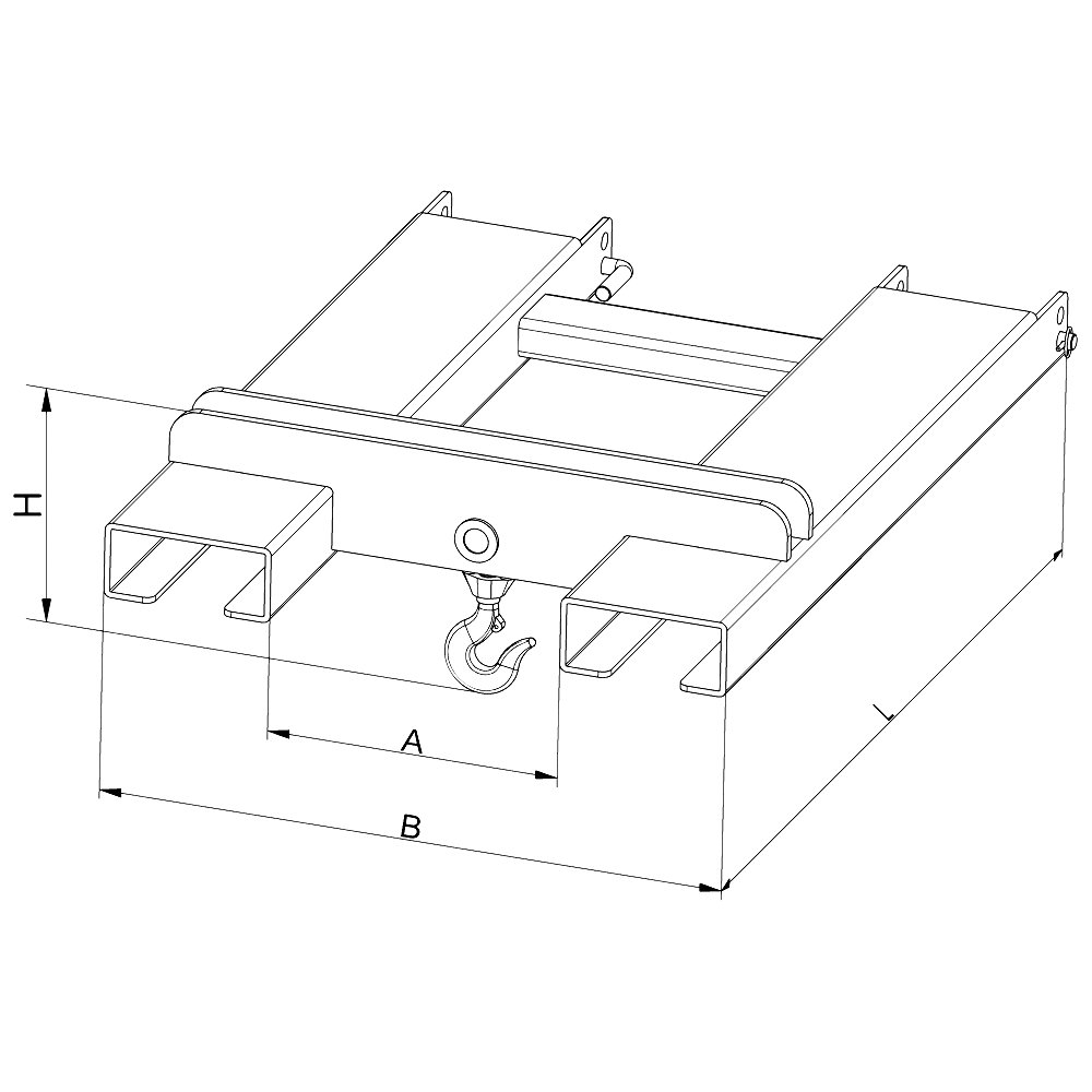 Stapler-Aufsatz mit Lasthaken, für 2 Zinken, Tragfähigkeit 2000 kg, grau Eichinger 2