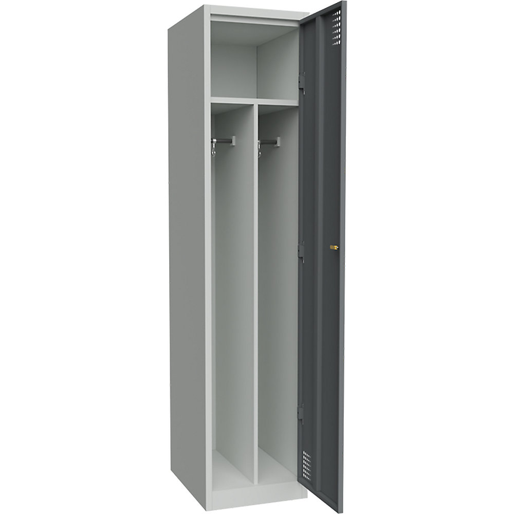 Schoon/vuil lockerkast Alvina, 1 vak, lichtgrijs / basaltgrijs, breedte 400 mm, cilinderslot