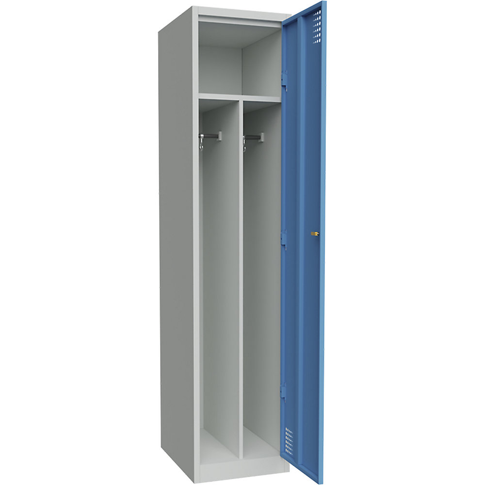 Schoon/vuil lockerkast Alvina, 1 vak, lichtgrijs / lichtblauw, breedte 400 mm, cilinderslot