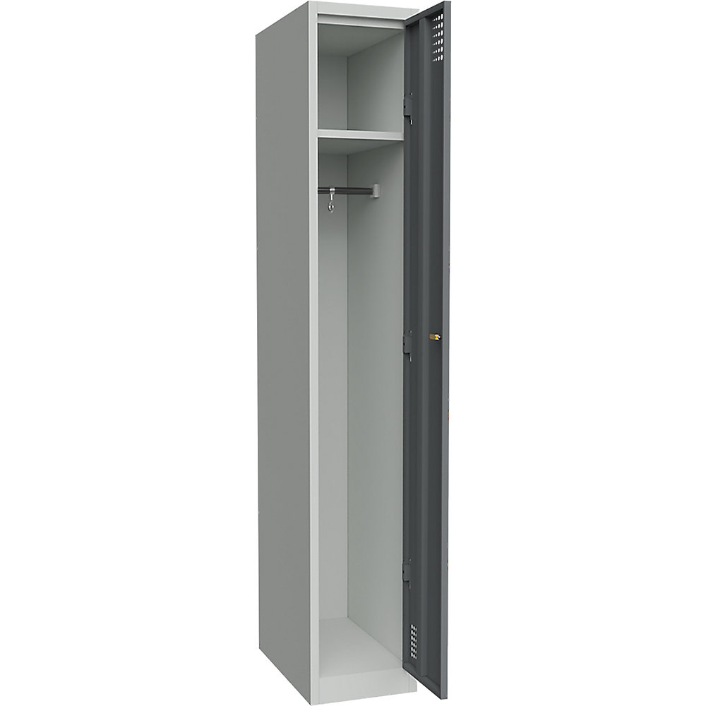 Lockerkast Alvina, 1 vak, lichtgrijs / basaltgrijs, breedte 400 mm, cilinderslot