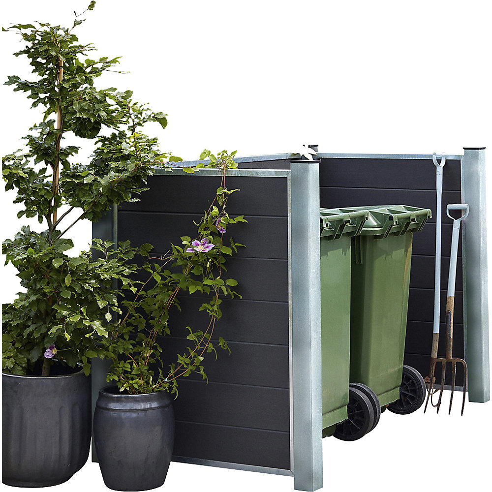 Kaiserkraft Waste Bin Enclosure with WPC Planks and Steel Posts 1960mm 2
