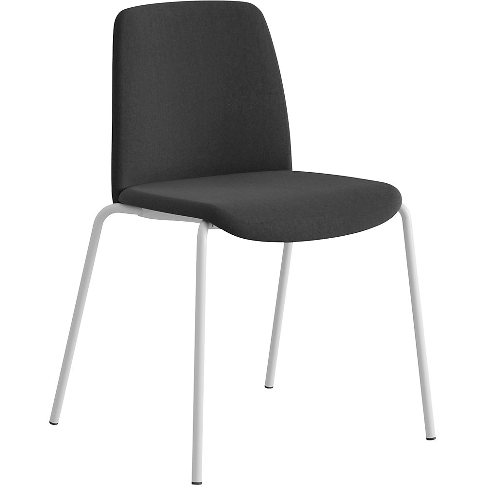 Stoel Helmer, zitting/rugleuning gestoffeerd, VE = 4 stuks, zit zwart, onderstel wit