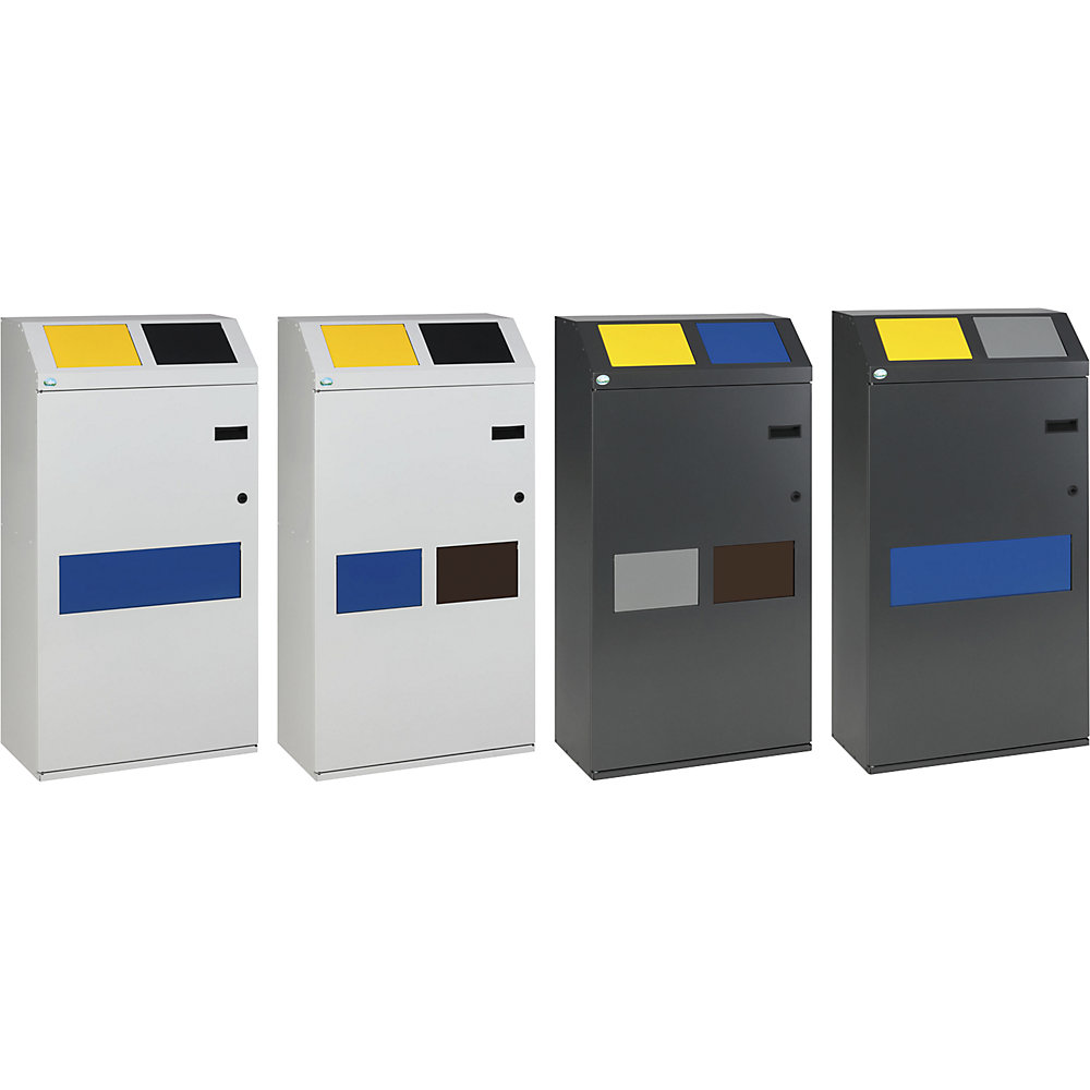 Wertstoffsammelschrank, 3-fach-Sammler, Volumen 100 Liter, lichtgrau VAR 2