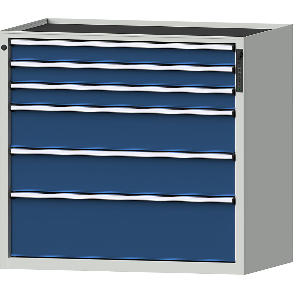 ANKE Ladekast, elektronisch PIN-slot, 6 lades, h x b x d 980 x 1060 x 675 mm, blauw