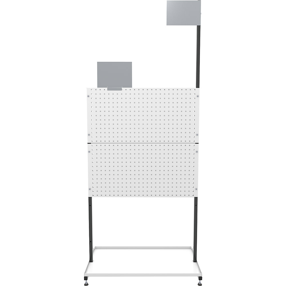Organisations-Stellwand, stationär, 2 Lochbleche, 2 Glattbleche, 1 Ablagewanne eurokraft pro 2