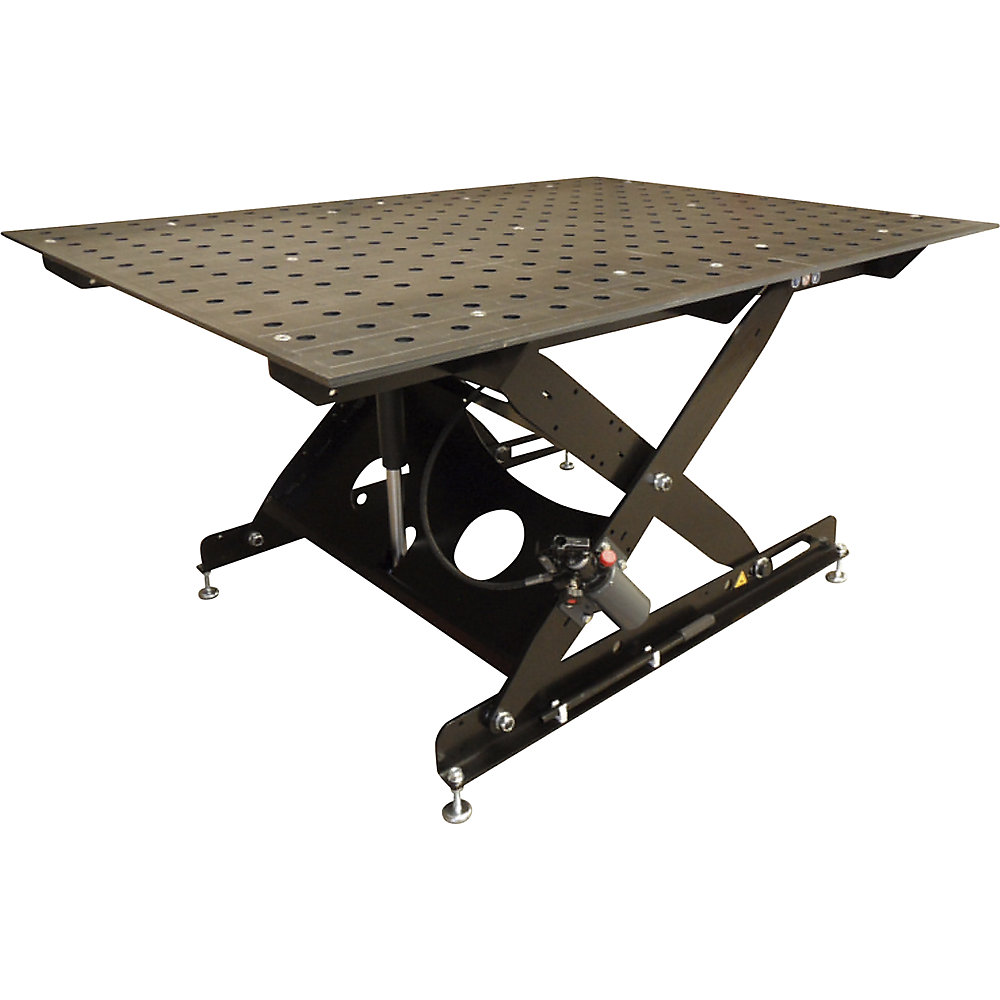 kaiserkraft Höhenverstellbarer Schweißtisch, Ø Bohrungen 28 mm, 2000 kg/m², HxBxT 1050 x 1980 x 1480 mm