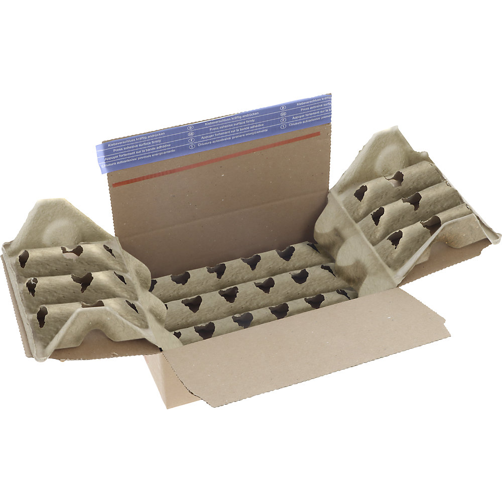 Versandverpackung aus Faserguss, mit Faltboden, Innenmaße 300 x 200 x 100 mm, VE 70 Stk ratioform