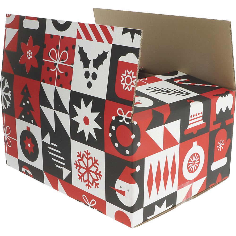 Geschenkbox Christmas Pattern, rot, Innenmaße 390 x 290 x 177 mm, ab 50 Stk ratioform
