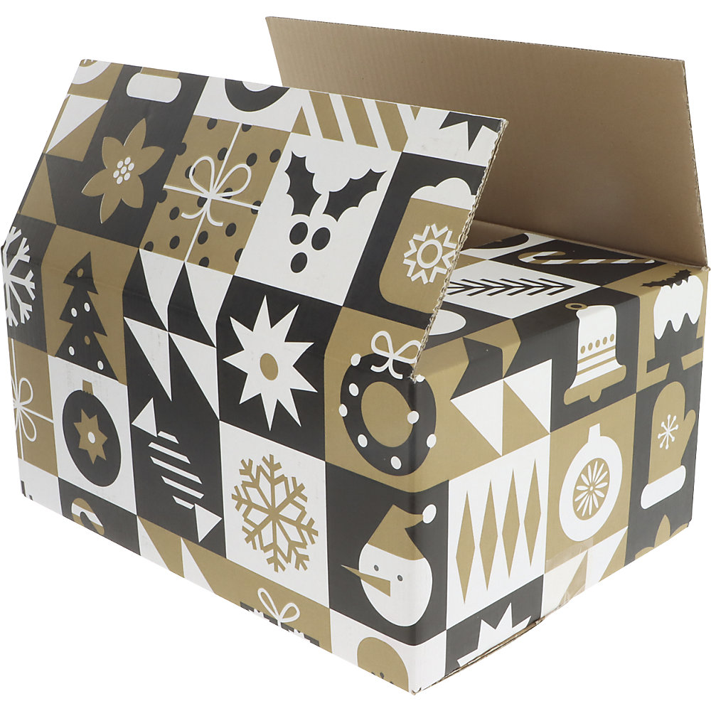 Ratioform Christmas Pattern Gift Box Gold 39x29x18 cm
