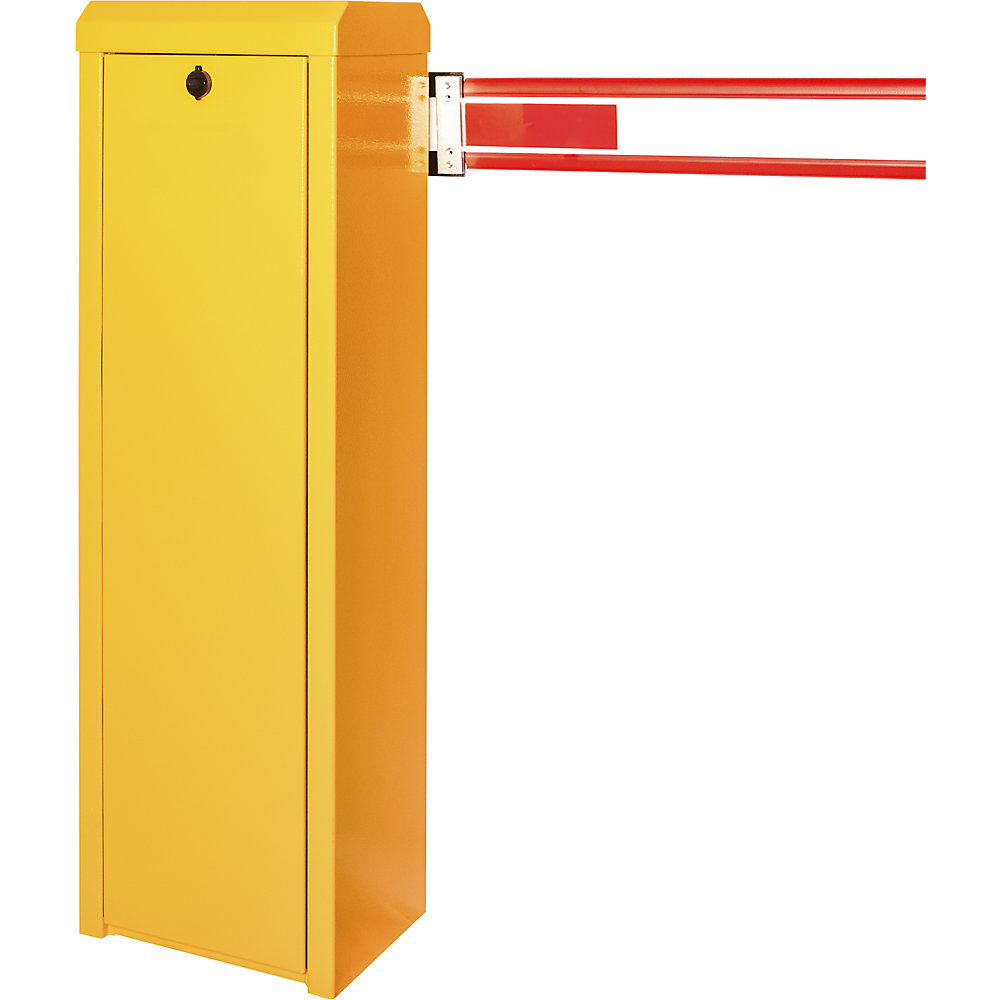 Elektroschranke, mit gefederter Pendelstütze, B 324 mm, Schrankenbaumlänge 4,75 m Mannus 2