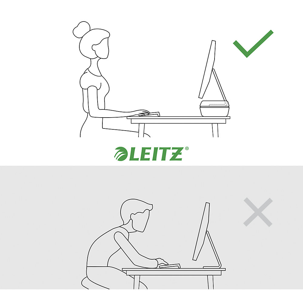 Leitz Ergo Skjermstativ – Ergonomisk Design, Justerbar Høyde (Ltz65040089, Mørkegrå, 1 Eske) Mørk grå 4