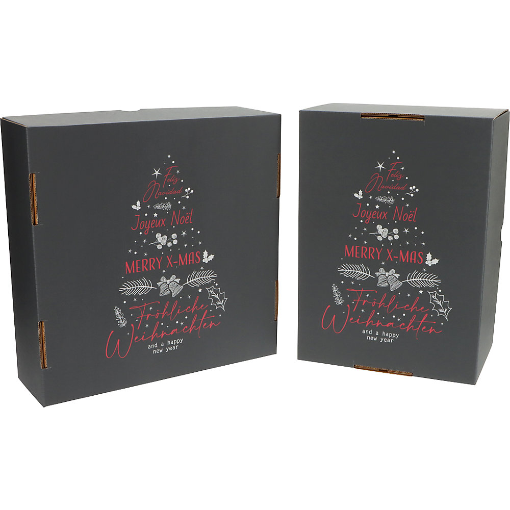 Stülpdeckelkarton Motiv International Christmas Tree, VE 25 Stk, Innenmaße 305 x 215 x 150 mm, anthrazit ratioform 2