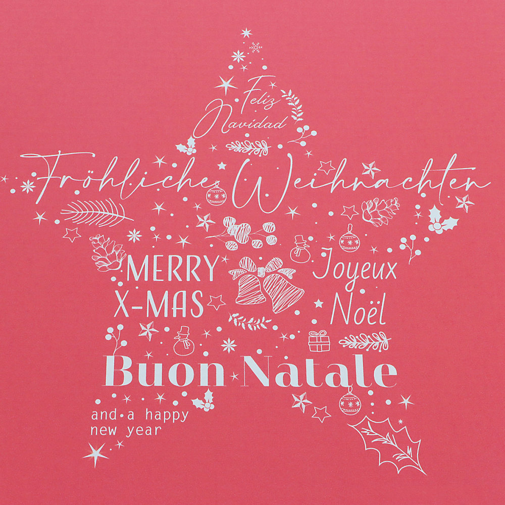 Stülpdeckelkarton Motiv International Christmas Star, VE 25 Stk, Innenmaße 305 x 215 x 150 mm, rot, ab 2 VE ratioform 2