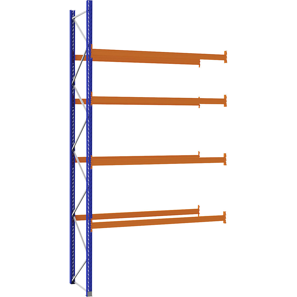 Palettenregal aus Stahl, blau/orange, HxBxT 5250 x 2800 x 1100 mm, Anbauregal eurokraft pro