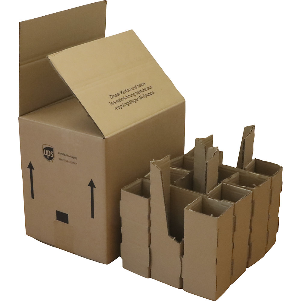 Flaschenkarton Vario, für 0,75- bis 1-l-Flaschen, für 12 Flaschen, VE 20 Stk ratioform flow