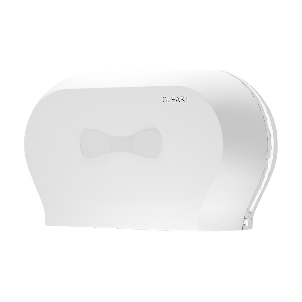 CWS Toiletpapierdispenser midi, Clear+, h x b x d 1200 x 800 x 2200 mm, kunststof, wit