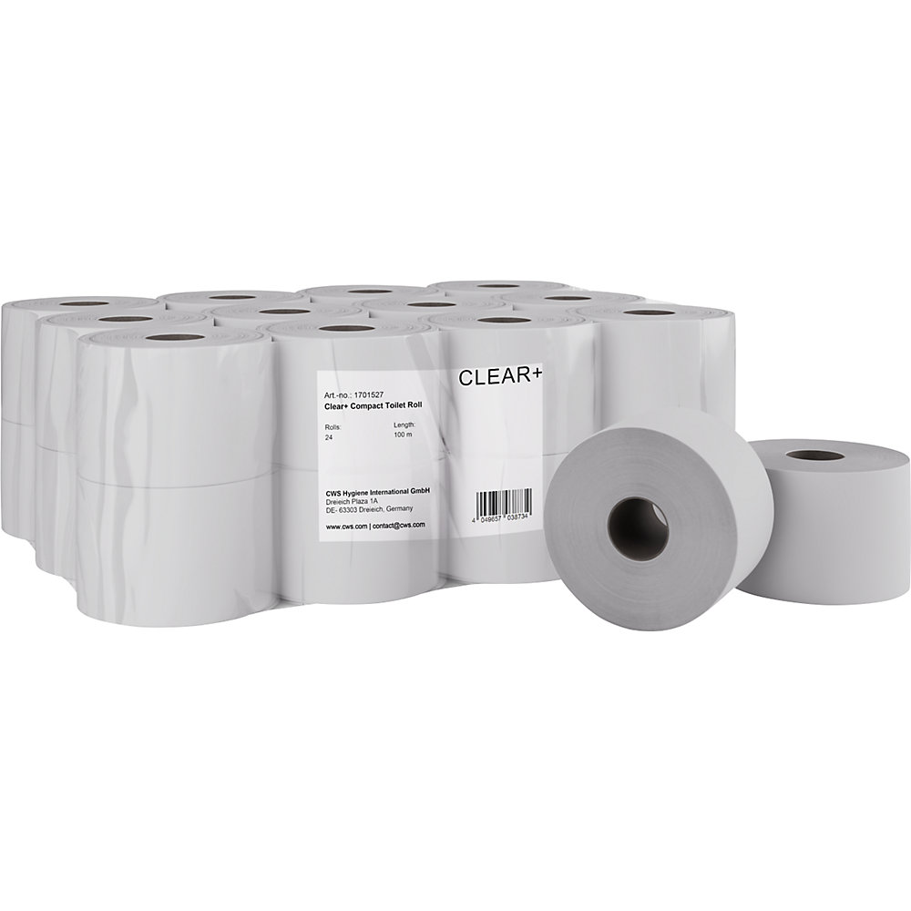 CWS Toiletpapier compacte rollen Clear+, 2-laags, VE 24 stuks, 100 m per rol