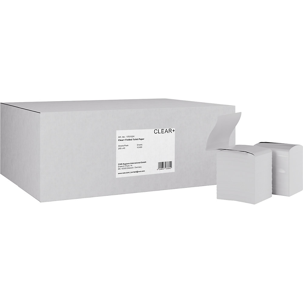 CWS Toiletpapier enkelbladig, Clear+, 2-laags, VE 40 stuks, lichtgrijs