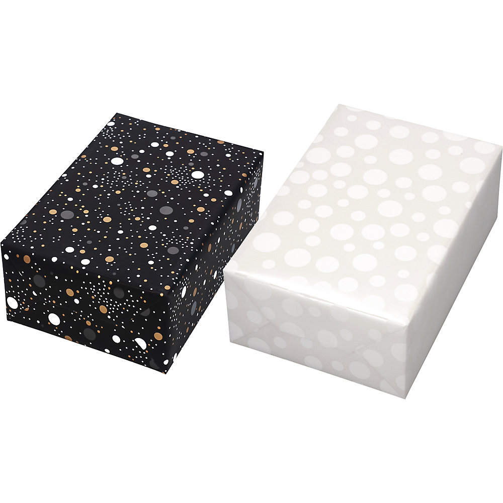 kaiserkraft Geschenkpapier Dot Collection, LxB 750 x 500 mm, VE 250 Bögen, 70 g/m², schwarz, ab 6 VE