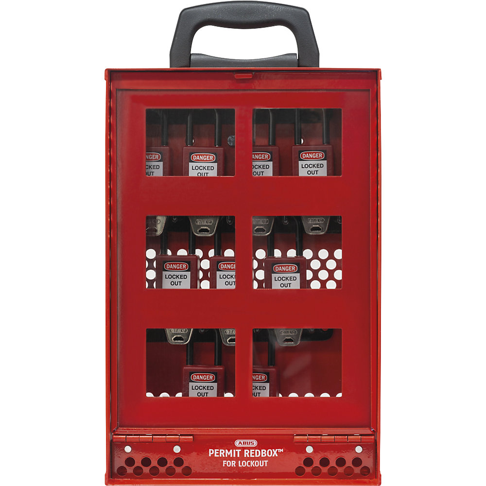 Lockout Tagout Station Permit Redbox™ B810, mit Wandhalter, rot ABUS 2