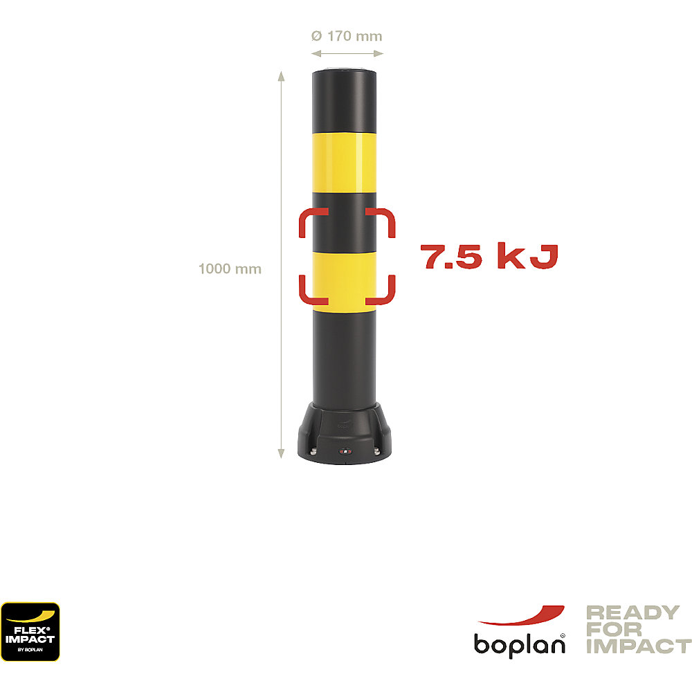 Boplan 170B Bollard Black/Yellow 100 cm 2