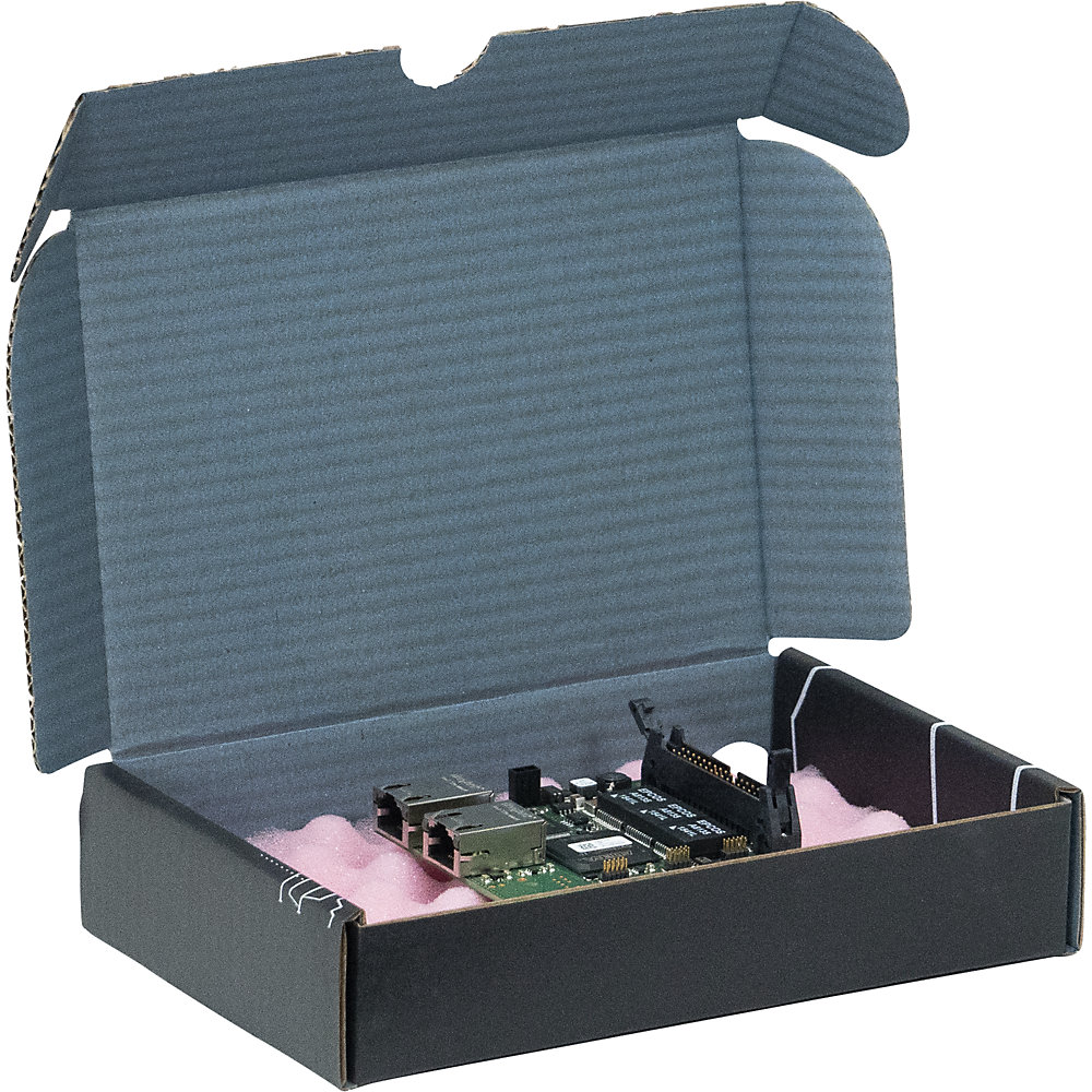 kaiserkraft ESD-CORproTRONIC® Versandbox, Wellpappe, Innenmaße 250 x 191 x 64 mm, ab 100 Stk