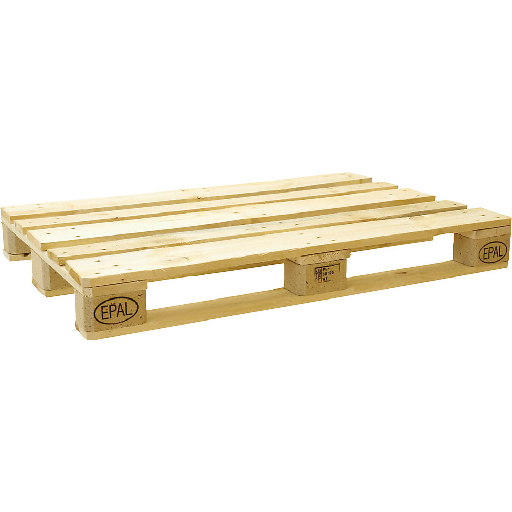 kaiserkraft Europalette, EUR1, ISPM 15, einzeln bestellbar, LxBxH 1200 x 800 x 144 mm, Holz