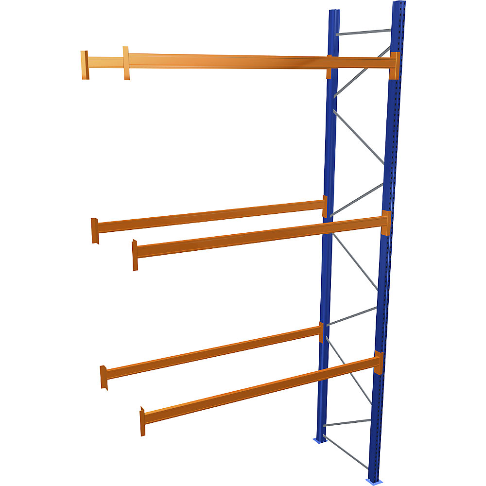 Palettenregal, blau/orange, HxBxT 5000 x 2700 x 1100 mm, Fachlast 1545 kg, Anbauregal SCHULTE