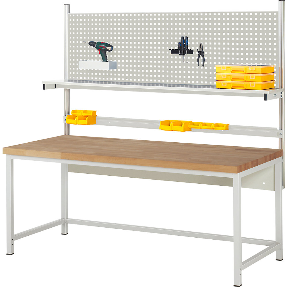 Werkbank mit Systemaufbau Serie 8000, mit Systemaufbau 1, BxT 2000 x 900 mm eurokraft pro