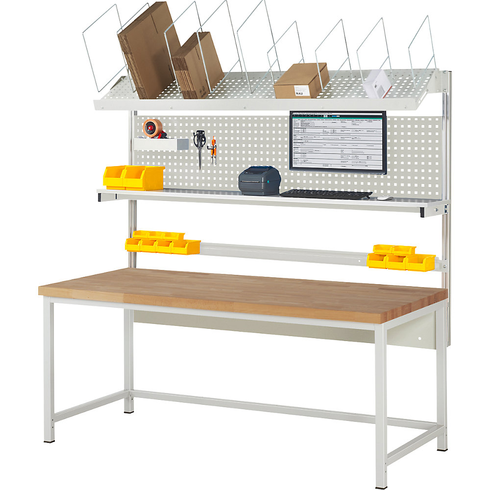 Werkbank mit Systemaufbau Serie 8000, mit Systemaufbau 3, BxT 2000 x 900 mm eurokraft pro