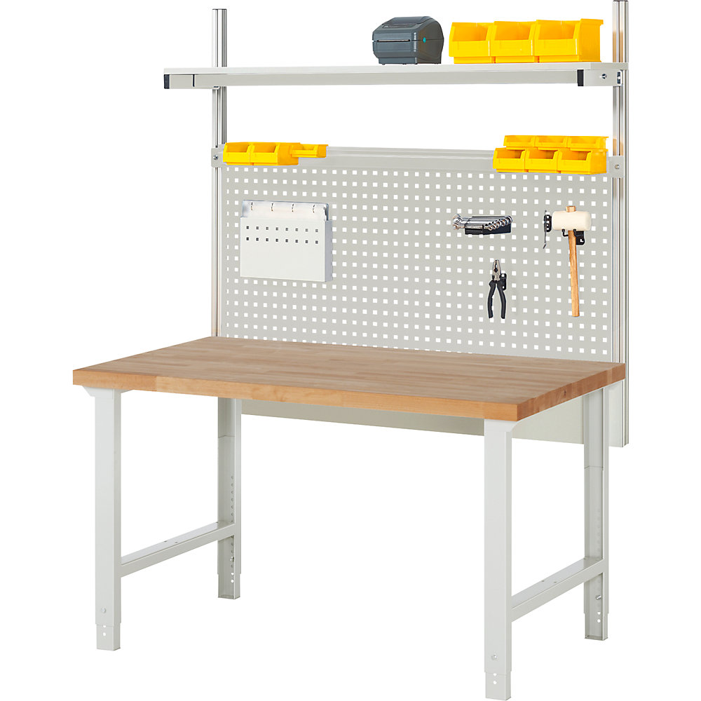 Werkbank mit Systemaufbau Serie 7000, mit Systemaufbau 1, BxT 1500 x 900 mm eurokraft pro