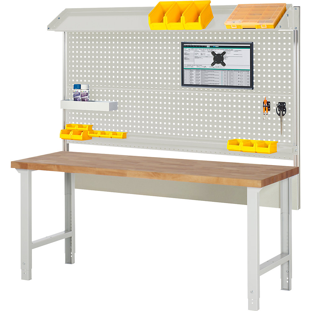 Werkbank mit Systemaufbau Serie 7000, mit Systemaufbau 2, BxT 2000 x 700 mm eurokraft pro