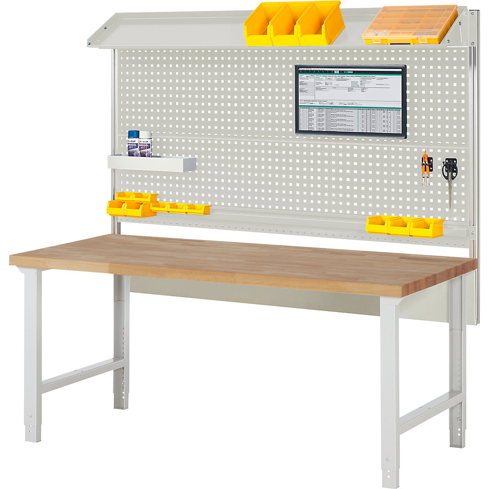 Werkbank mit Systemaufbau Serie 7000, mit Systemaufbau 2, BxT 2000 x 900 mm eurokraft pro