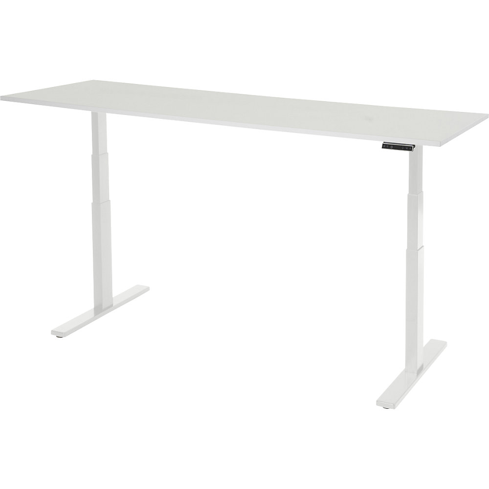 Arbeitstisch, elektrisch höhenverstellbar - Tragkraft 100 kg, 650 - 1300 mm, BxT 2000 x 700 mm, Melaminplatte RAU 2