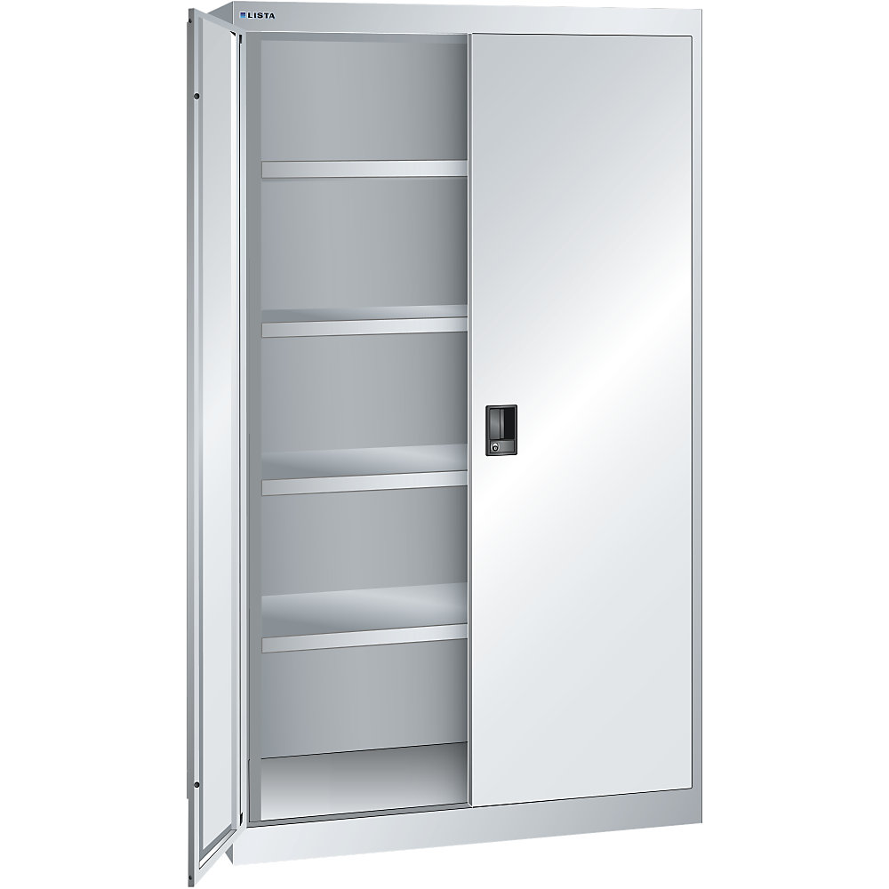 ESD-Schwerlastschrank, H 1950 mm, 4 Fachböden, BxT 1100 x 641 mm, lichtgrau LISTA