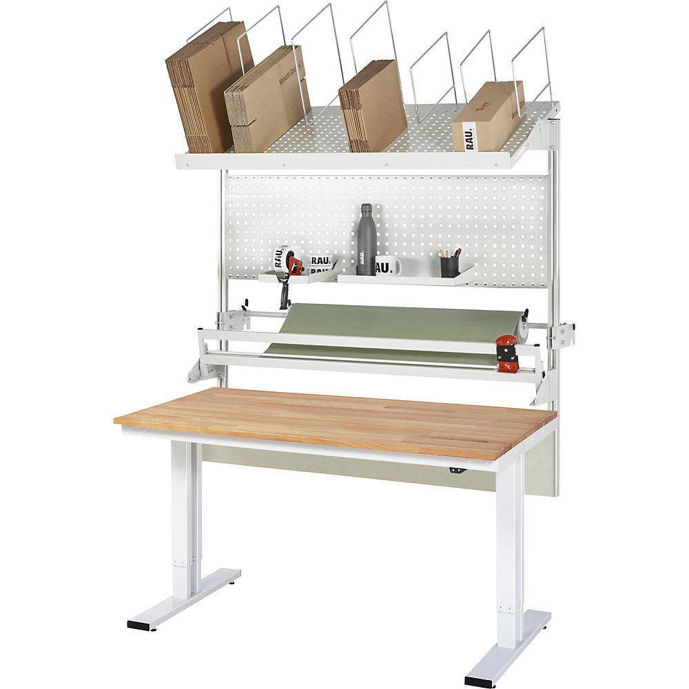 RAU 300 Electric Height-Adjustable Packing Table Light Gray/Beech