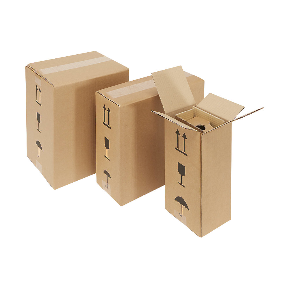 Scatola di spedizione per bottiglie - kaiserkraft lungh. x largh. x alt. interne 400 x 134 x 321 mm, a partire da 12 pz.