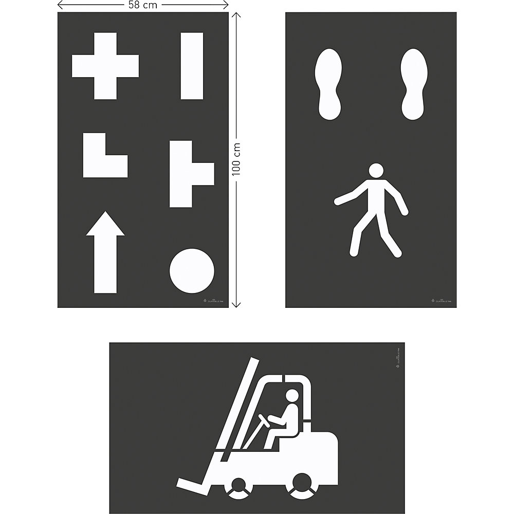Durable Set di stencil per segnaletica orizzontale DURALINE® Logistica pellicola largh. x alt. 100 x 58 mm