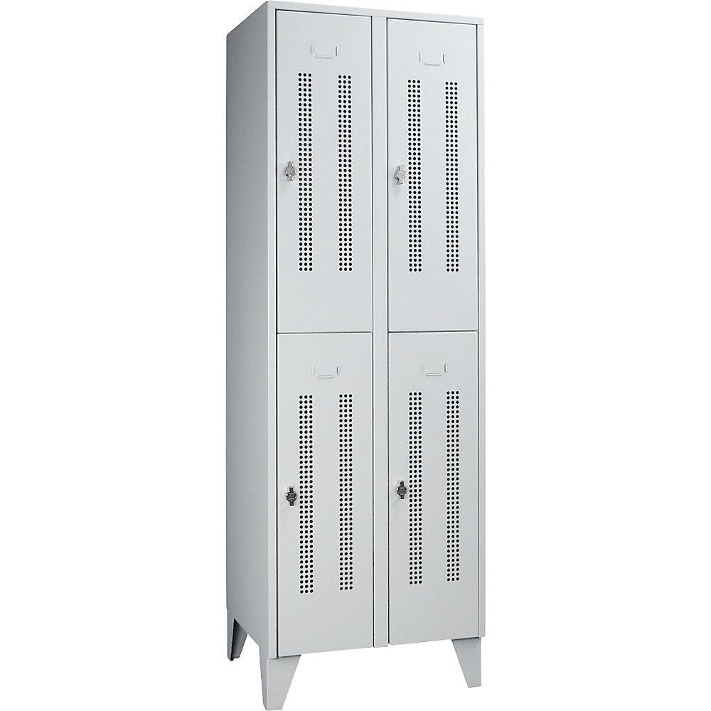 Vestiaire métallique sur pieds, compartiments séparés horizontalement