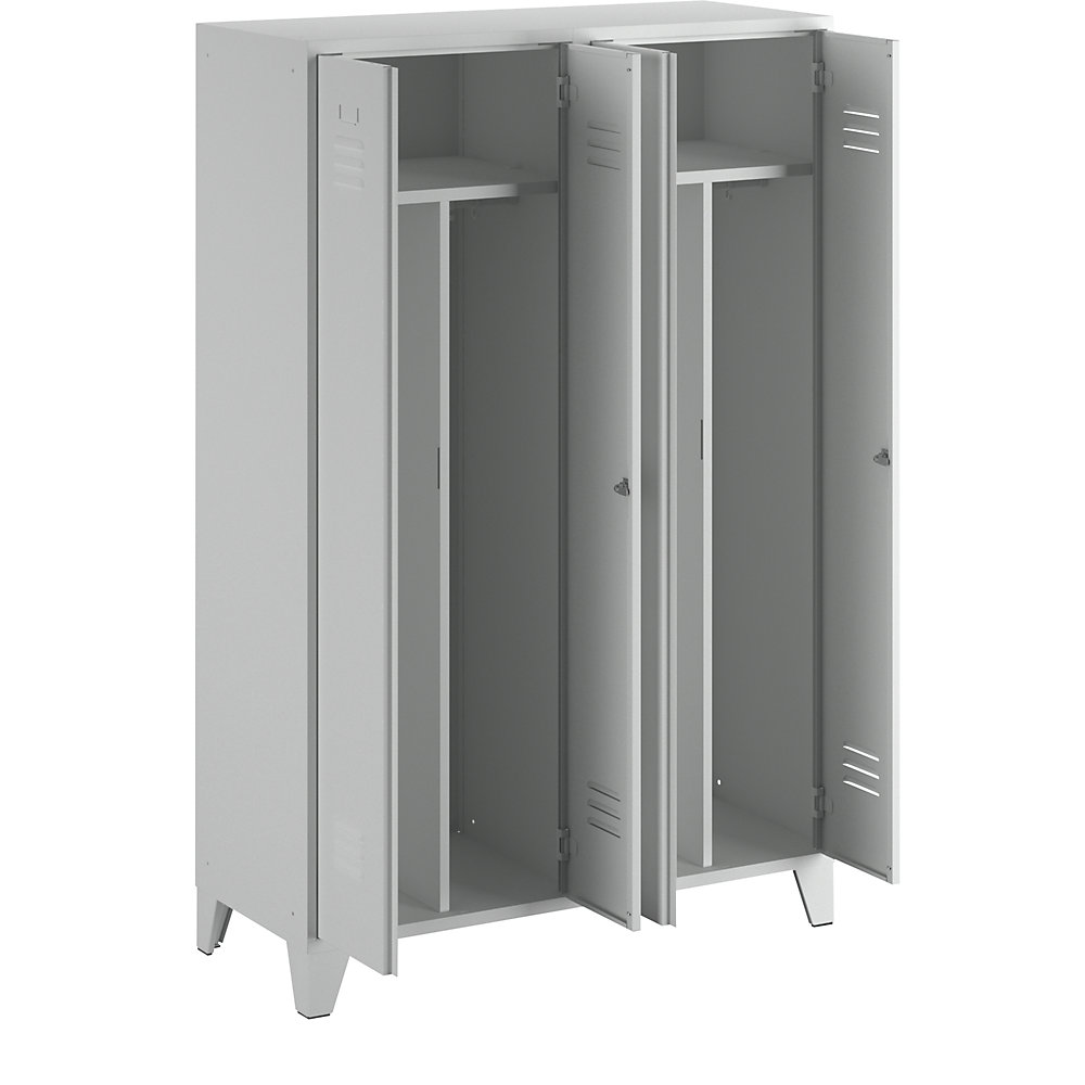 Wolf Lockerkast Berlin 2 met schoon/vuil verdeling, 2 compartimenten, lichtgrijs, breedte 1200 mm