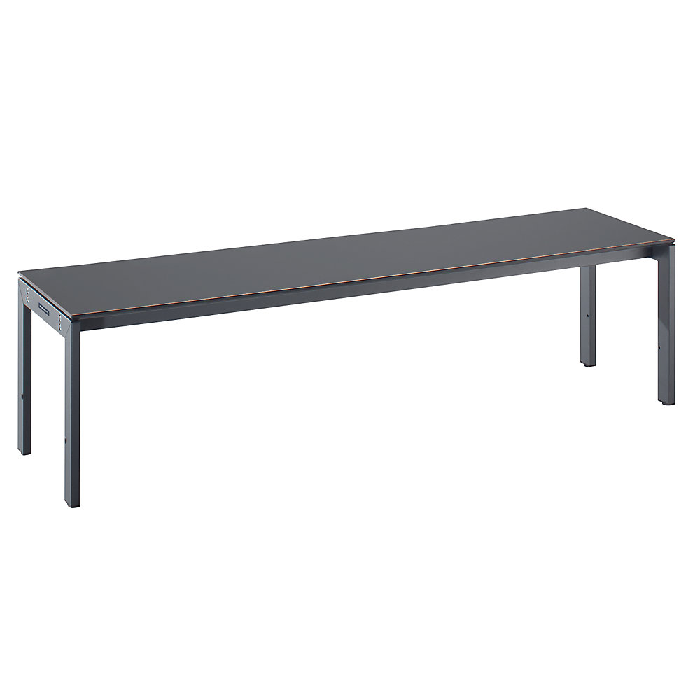 EUROKRAFTpro Changing room bench with steel frame, LxHxD 1500 x 415 x 400 mm, basalt grey seat