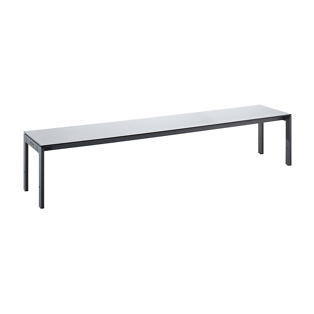 EUROKRAFTpro Changing room bench with steel frame, LxHxD 2000 x 415 x 400 mm, light grey seat