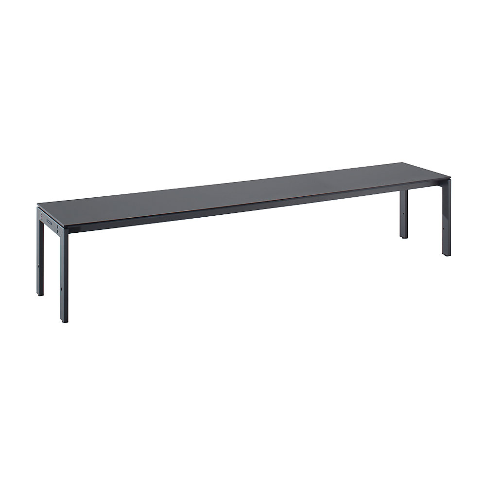 EUROKRAFTpro Changing room bench with steel frame, LxHxD 2000 x 415 x 400 mm, basalt grey seat