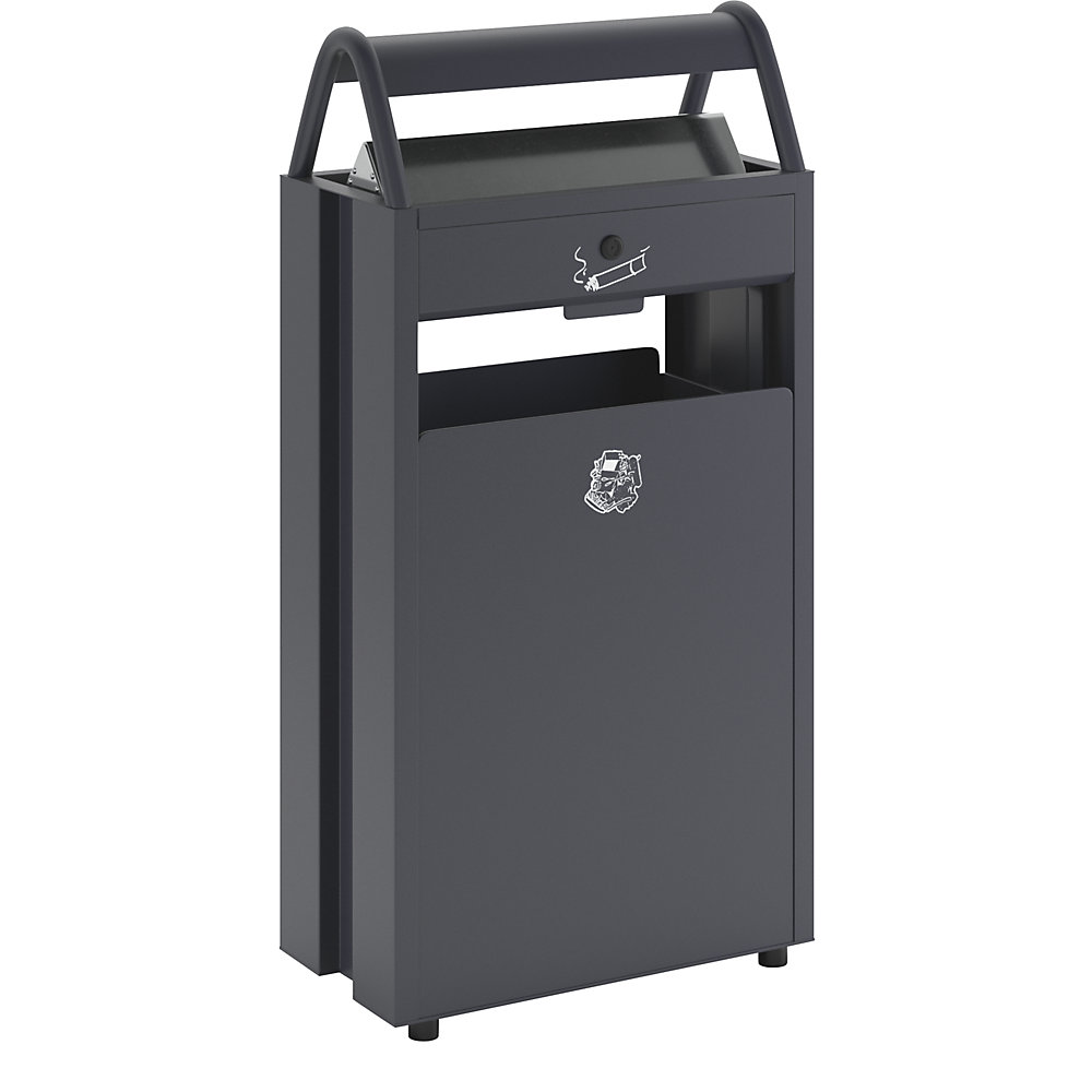 VAR Waste Collector with Ashtray and Rain Canopy Black Gray