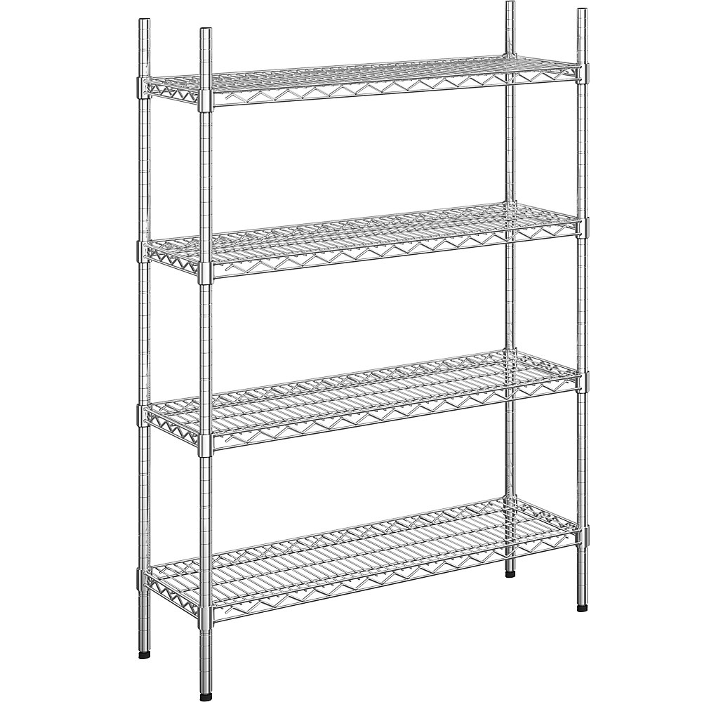 Rayonnage en fil d'acier chromé, charge max. admissible par tablette 150 kg, l x p 910 x 360 mm, rayonnage de base, hauteur 1370 mm, 4 tablettes